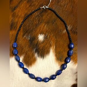 New Lapis Lazuli and Black Beaded Necklace